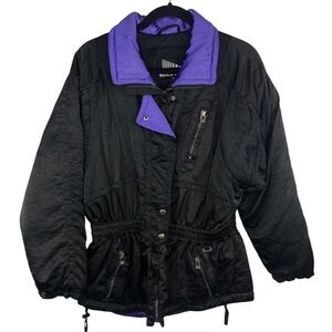 Inside Edge VINTAGE Black & Purple Insulated Nylon Ski Jacket Winter Coat